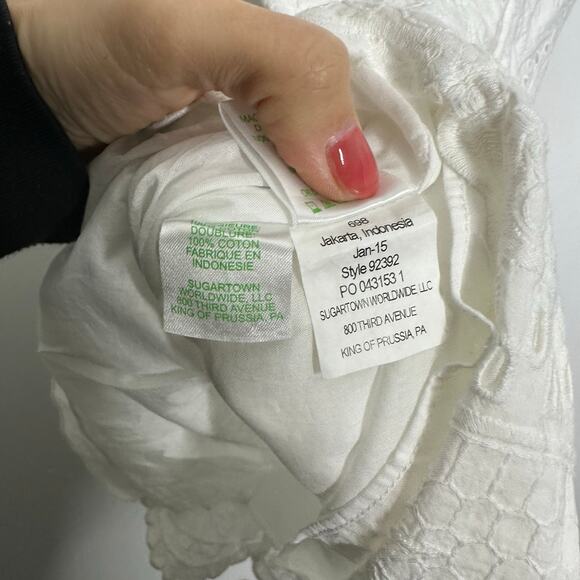 Lilly Pulitzer V neck Eyelet Lace shift Dress WHITE 92392 scalloped women's 2 - Picture 9 of 9